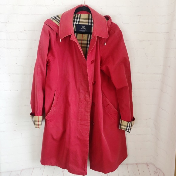 Burberry Jackets & Blazers - [Burberry] red hooded midi trench nova check coat